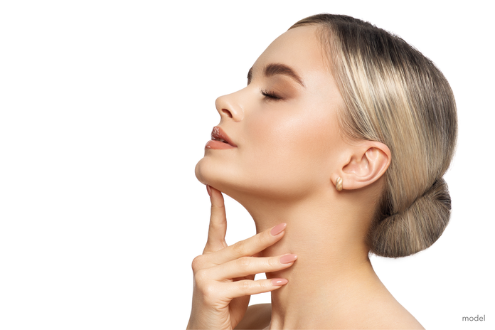 model of young woman, side profile