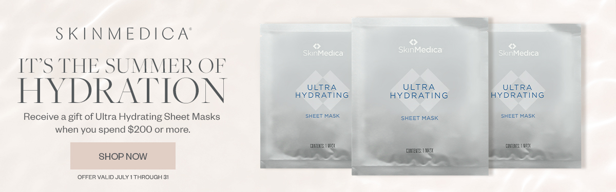 It's The summer of hydration - Receive a gift of Ultra Hydrating Sheet Masks when you spend $200 or more. Offer valid July 1 - 31.